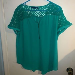 Apt. 9 mint green lace sleeve blouse size XL